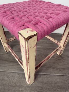 Upcycled 70's Woven Stools With Felted Merino Wool, 8 of 12