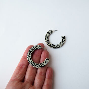 Marble Terrazzo Midi Acetate Hoop Earrings, 6 of 6