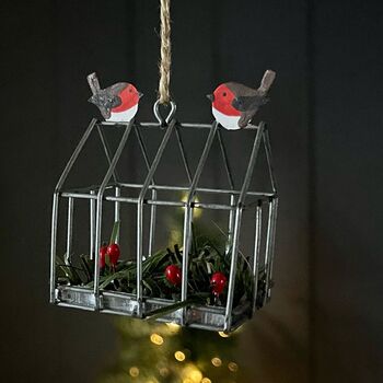 Robins On Greenhouse Hanging Christmas Decoration, 2 of 3