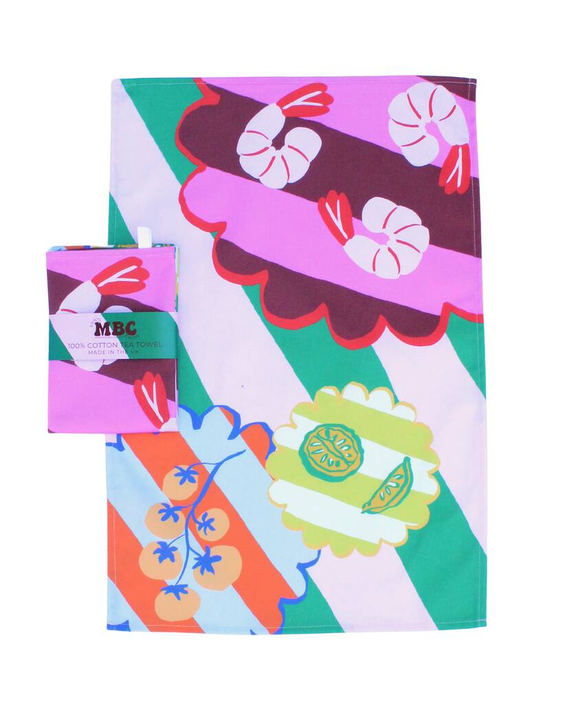 Prawn Kitchen Print Tea Towel, 1 of 5