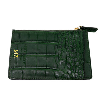 Personalised Zip Card Holder Croc Leather, 10 of 12