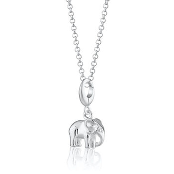 Sterling Silver Elephant Charm Necklace, Sterling Silver Or Gold Plated, 2 of 10