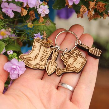 Personalised Gardening Keyring Gift For Gardener, 4 of 8