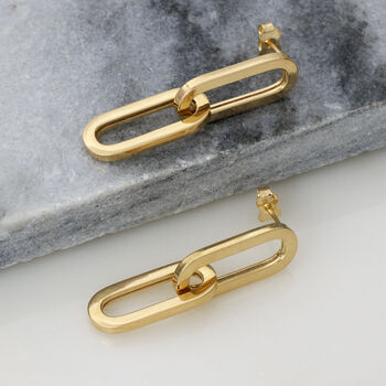 18ct Gold Plated Or Silver Modern Chain Link Earrings, 2 of 8