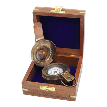 Custom Bronze British Army Style Prismatic Marching Compass In A Wood Box, 11 of 12
