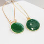 Dainty Emerald Green And Gold Plated Droplet Earrings, thumbnail 2 of 6