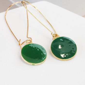Dainty Emerald Green And Gold Plated Droplet Earrings, 2 of 6