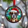 Boxer In Santa Hat Suncatcher Decoration, thumbnail 4 of 6