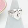 Sterling Silver Initial Heart Signet Ring, thumbnail 2 of 5