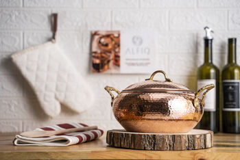 Hammered Solid Copper Casserole With Lid, Heavy Duty Copper, 5 of 9