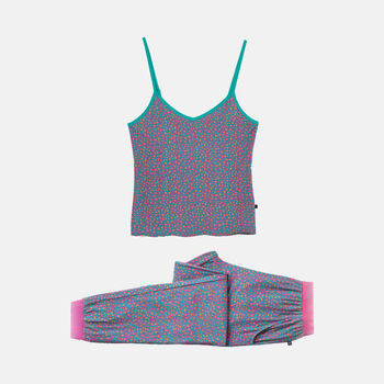 Women's 'Spectra Leopard' Bamboo Camisole Pyjama Set, 4 of 7