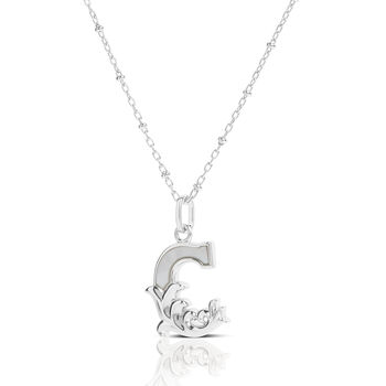 Solid Silver C Initial Necklace With Mother Of Pearl, 2 of 6