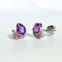 Amethyst And Pink Tourmaline Stud Earrings In Silver And Gold, thumbnail 3 of 12