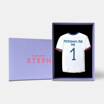 Personalised White Football Shirt Iced Biscuit Father's Day Letterbox Gift, 3 of 10