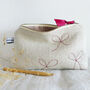 Embroidered Linen Bows Mid Pouch, thumbnail 2 of 6