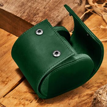 Personalised Vegan Leather Watch Case, Travel Watch Roll In Green, Brown Or Black, 6 of 10