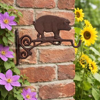 Hanging Basket Hook In Cast Iron Pig Or Cow, 3 of 4
