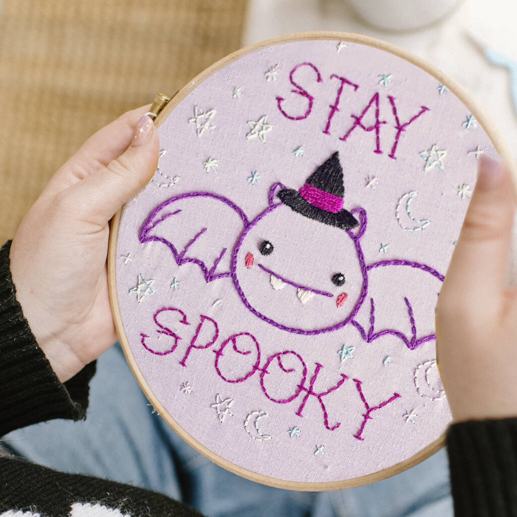 Stay Spooky Halloween Bat Embroidery Kit, 1 of 5