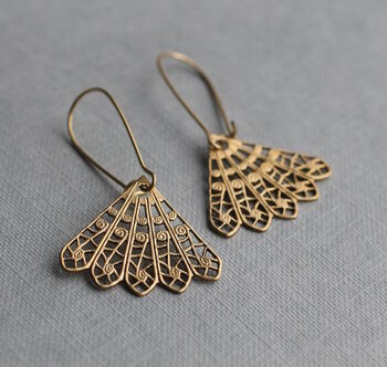 Gold Filigree Lace Fan Earrings, 7 of 8