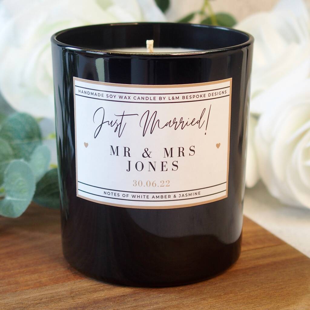 Wedding Couple Just Married Candle Gift By L&M Bespoke Designs