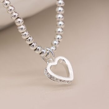 Silver Plated Open Heart Crystal Bracelet, 2 of 3