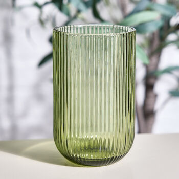 Palermo Set Of Four Green Ribbed Highball Tumblers, 3 of 5