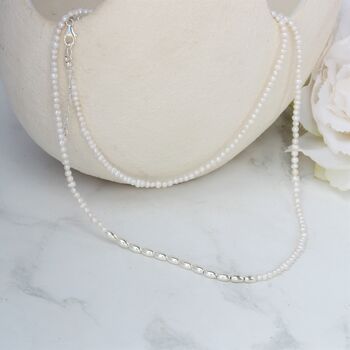 Long Sterling Silver And Pearl Necklace, 8 of 10