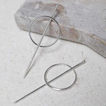 Sterling Silver Ring And Bar Stud Earrings, 6 of 9