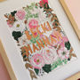 Personalised Family Blush Florals Papercut Print, thumbnail 6 of 9