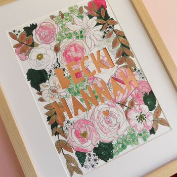 Personalised Family Blush Florals Papercut Print, 6 of 9