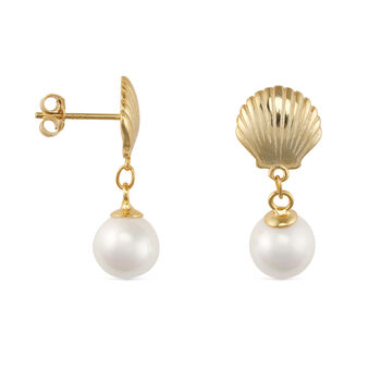 18 K Gold Mermaid Pearl Shell Stud Earrings, 2 of 4