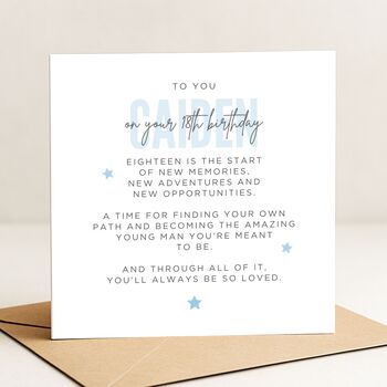 Verse 18th Birthday Card Personalised For Him, 2 of 5