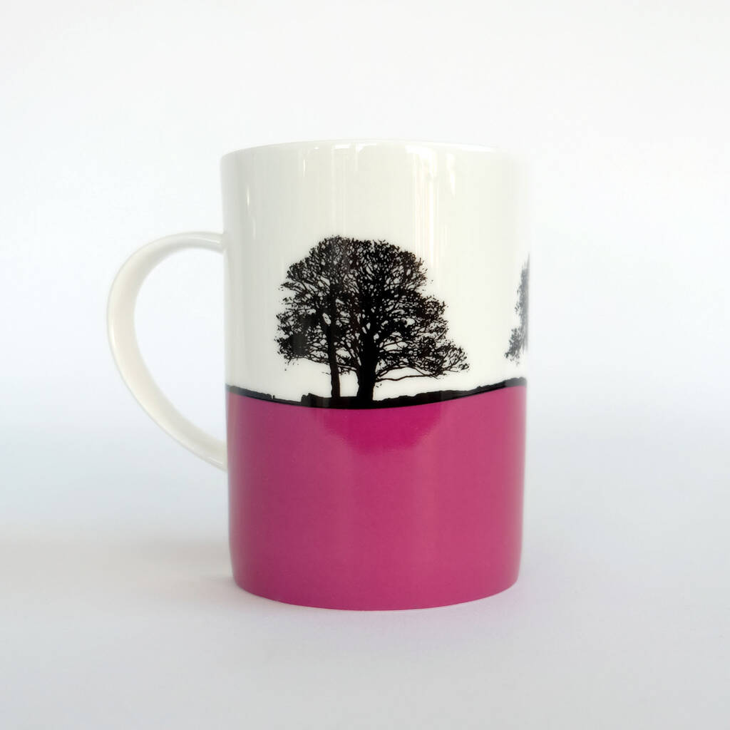 Landscape Tree Silhouette Mug Pink, 1 of 2