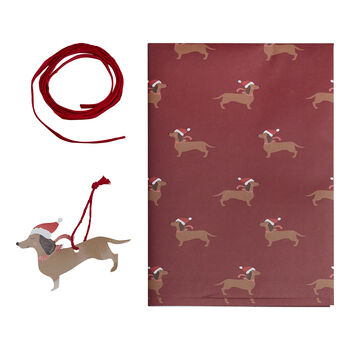 Sausage Dog Christmas Wrapping Paper Kit, 2 of 3
