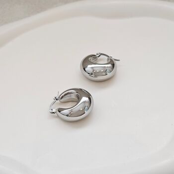 Chunky U Shape Hoops Silver, 4 of 5