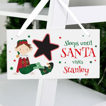 Personalised Elf Christmas Countdown Sign For Kids, 5 of 6