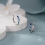 Sapphire Blue Marquise Cz Huggie Hoop Sterling Silver, thumbnail 3 of 12