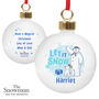 Personalised The Snowman And The Snowdog Blue Bauble, thumbnail 4 of 4