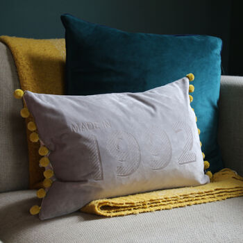 Personalised Made In Year Velvet Cushion, 3 of 9