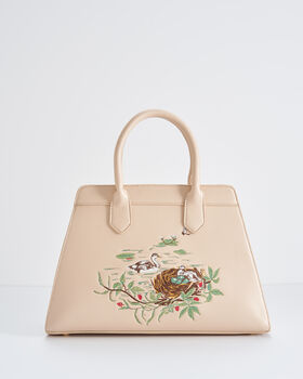Henrietta Embroidered Cygnet Tote Bag Biscuit, 5 of 8