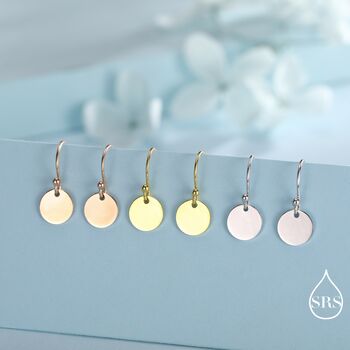 Sterling Silver Disks Drop Hook Earrings, 7 of 11