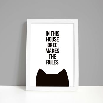 personalised 'the cat makes the rules' print by purple tree designs ...