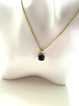 Lapis 18ct Gold Plated Vermeil Silver Pendant Necklace, 10 of 11