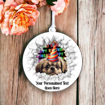Personalised Pekingese Birthday Break Through, 6 of 8