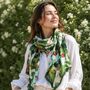 Green Floral Lightweight Scarf Gift For Her, thumbnail 1 of 12