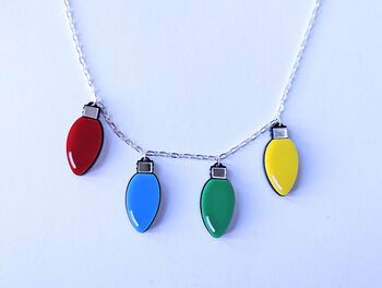 Christmas Lights Necklace On Acrylic And Silver Plated, 7 of 9