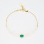 Malachite And Freshwater Pearl 18k Gold Plated Bracelet, thumbnail 2 of 3