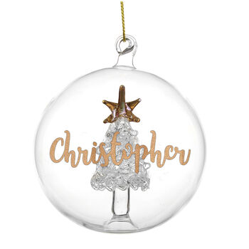 Personalised Gold Glitter Tree Glass Bauble, 2 of 3