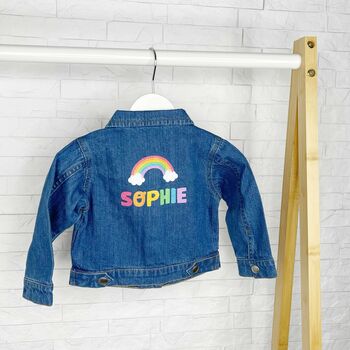 Rainbow Personalised Denim Jacket For Girls, 2 of 3