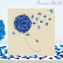 Butterflies And Blue Hydrangea Flower Butterfly Card, thumbnail 1 of 10